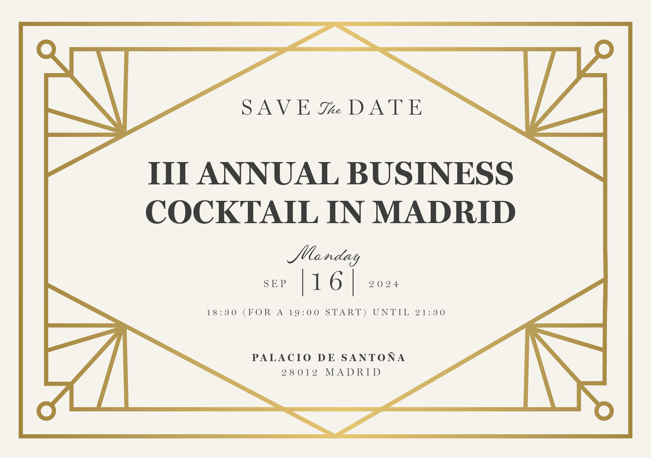 SAVE THE DATE | III ANNUAL BUSINESS COCKTAIL IN MADRID