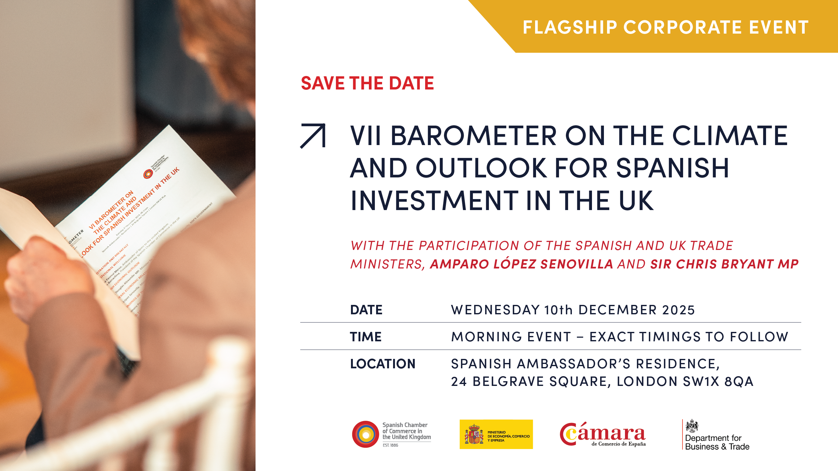SAVE THE DATE: VII BAROMETER ON THE CLIMATE & OUTLOOK FOR SPANISH INVESTMENT IN THE UK